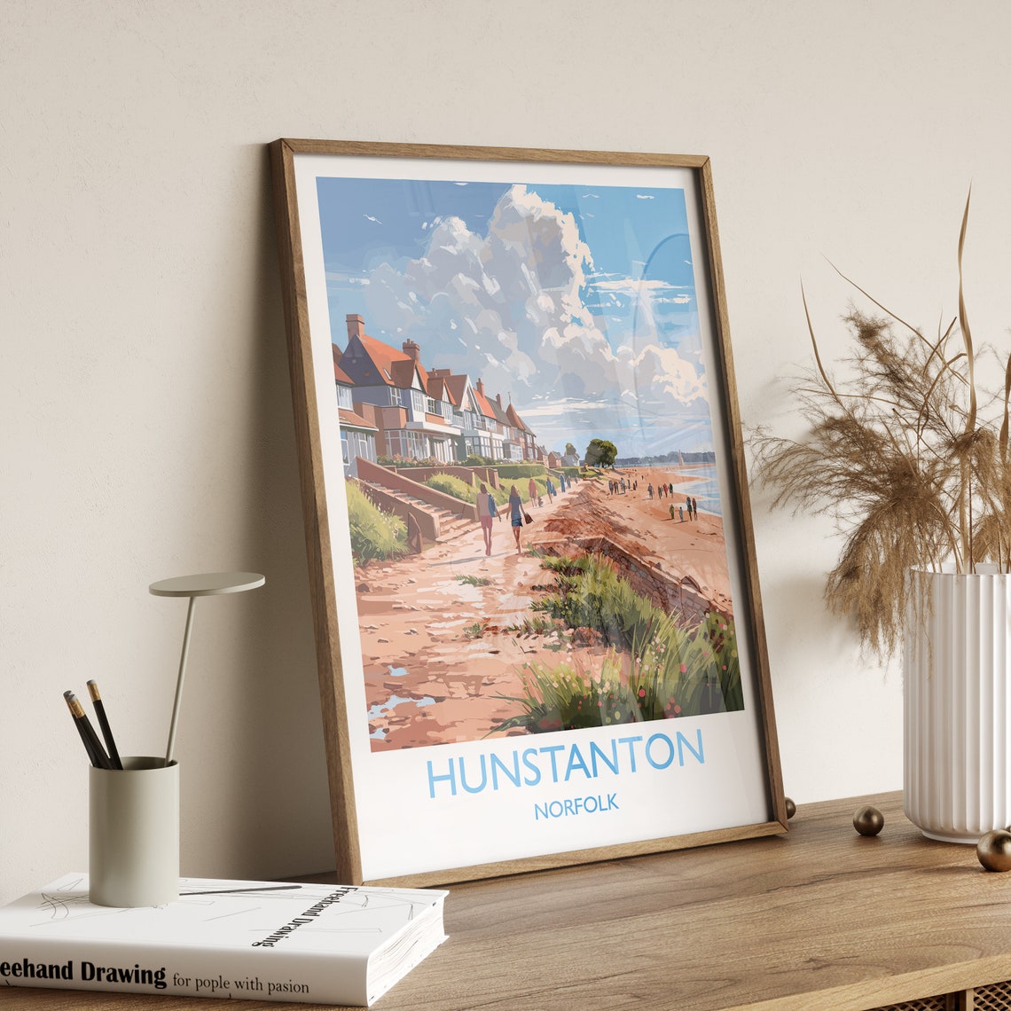 Hunstanton Beach Norfolk Seafront Promenade Vintage Travel Poster - Image 3