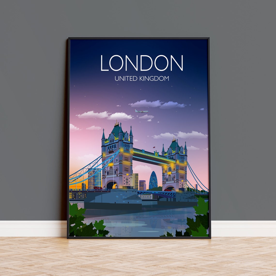 London Travel Print Tower Bridge Poster City Of London Uk Uk Travel Poster London Print Cityscape