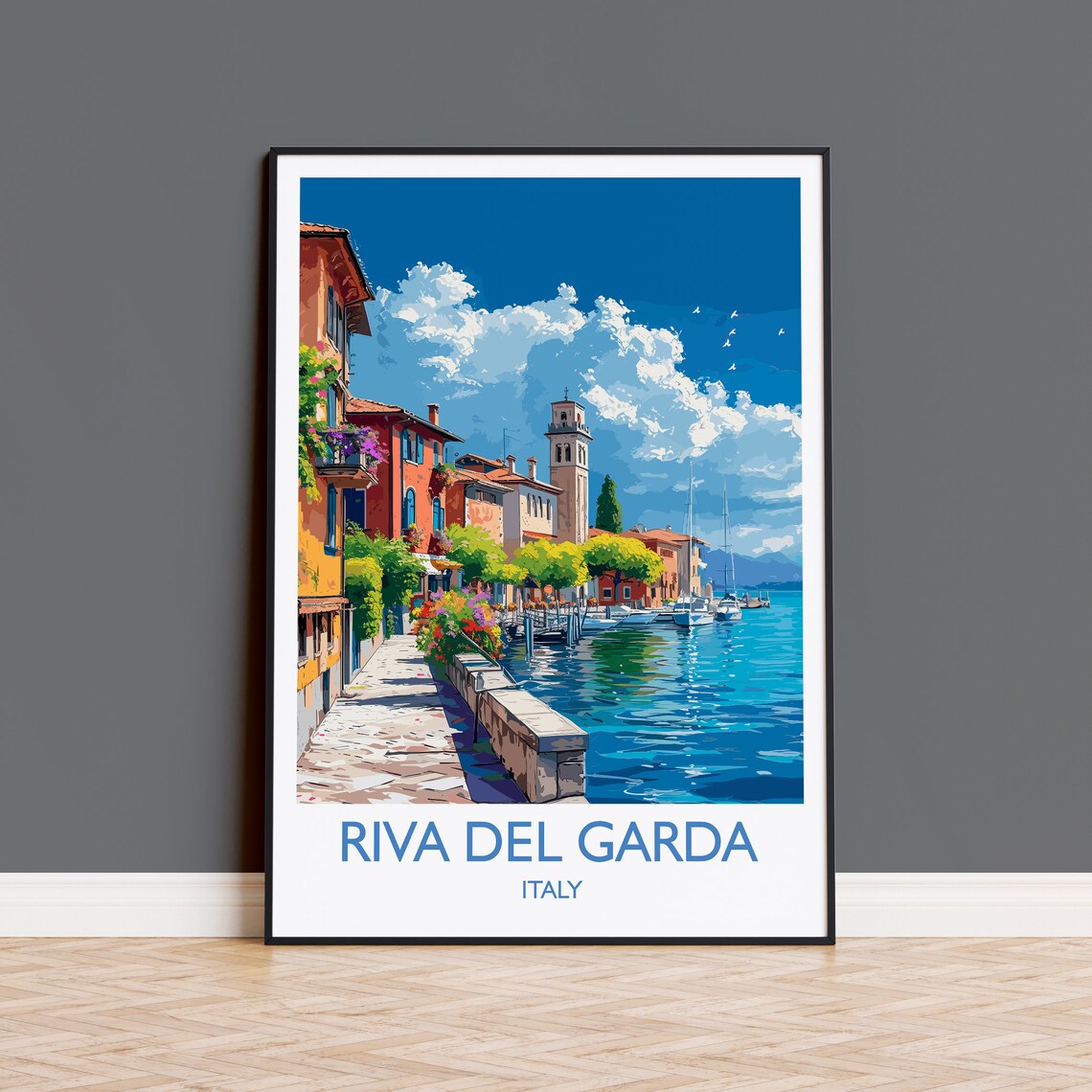 Riva Del Garda Travel Poster, Italian Lakes Art Print
