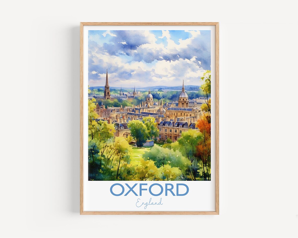 Oxford Travel Poster, Watercolour Art Print