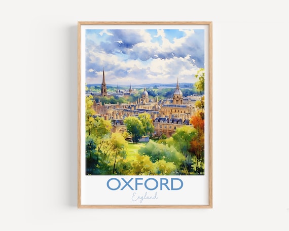 Oxford Travel Poster, Watercolour Art Print