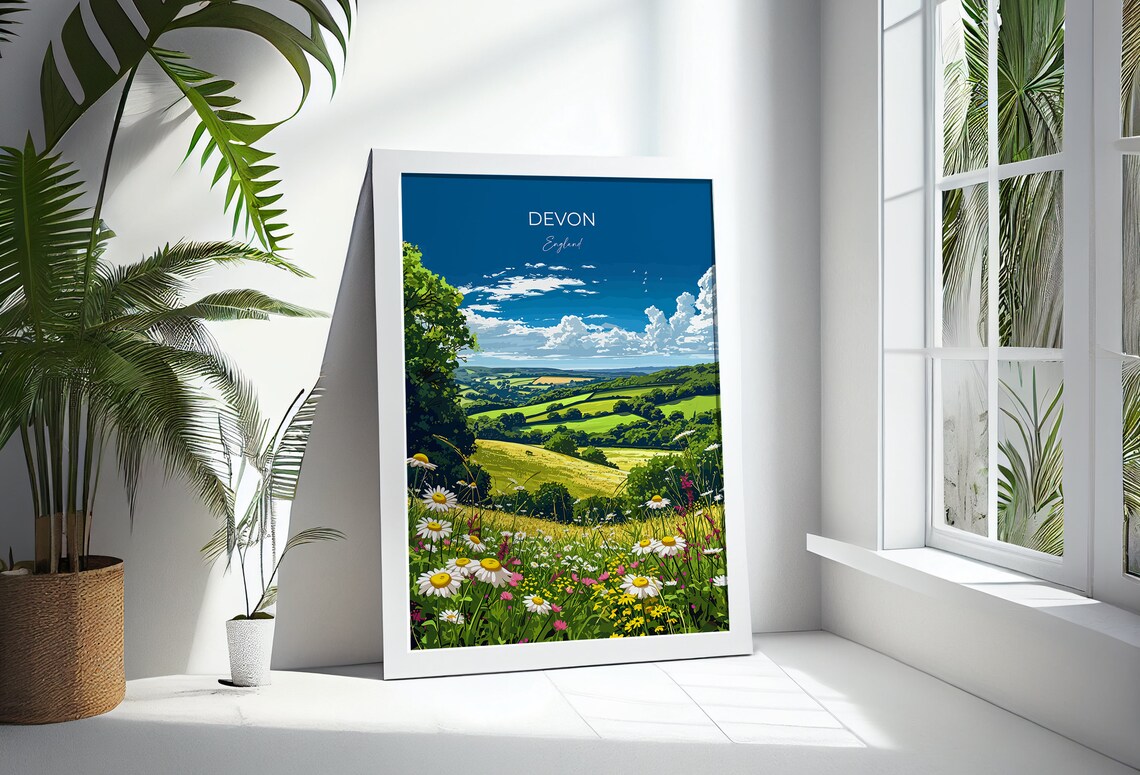 Devon Travel Poster, England Countryside Art Print - Image 3