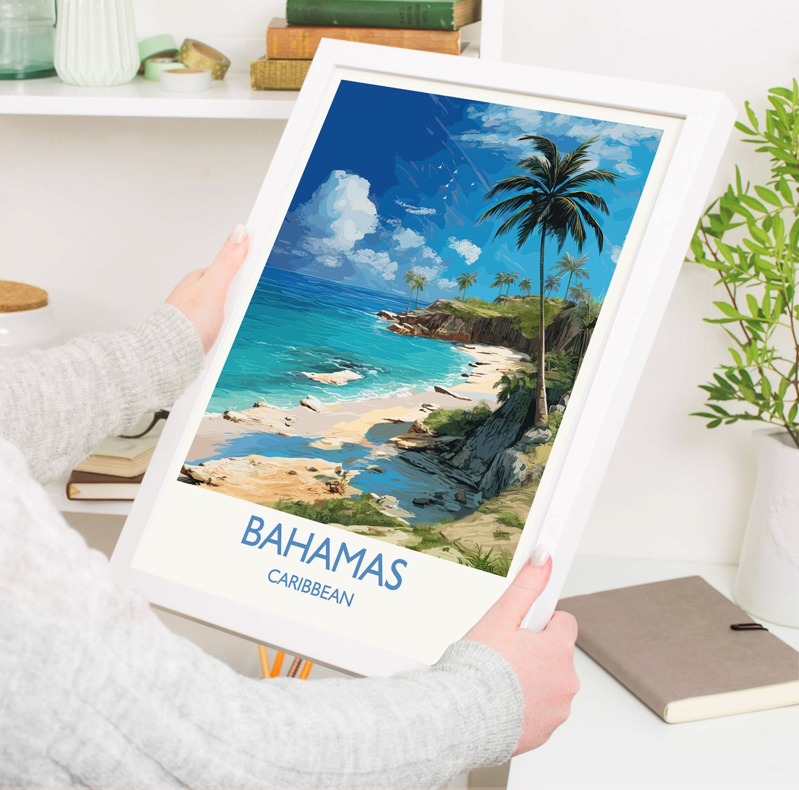 Bahamas Travel Poster Wall Art Travel Print Of Bahamas Caribbean Bahamas Art Lovers Gift Caribbean Gift Wall Art Print - Image 3