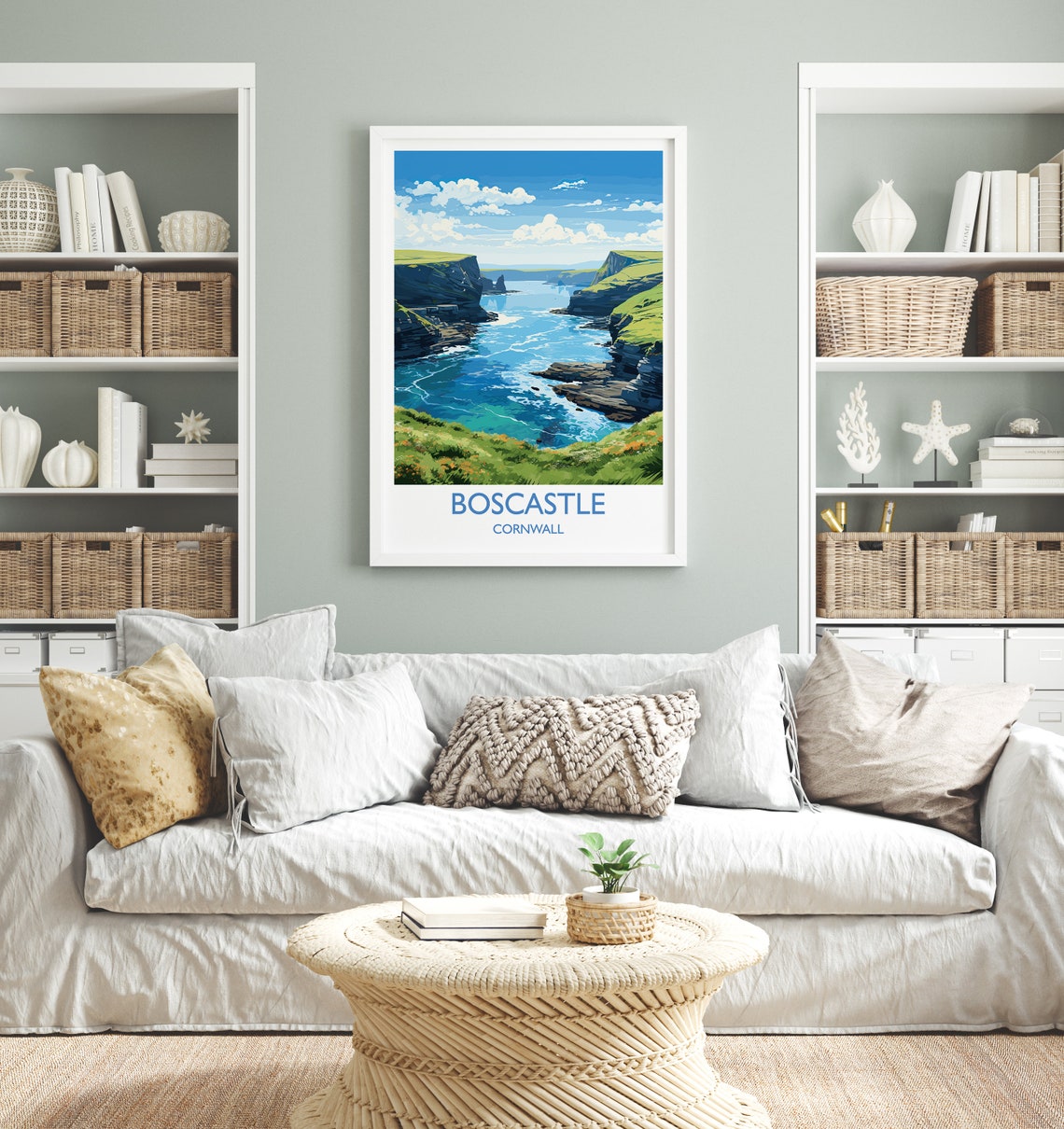 Boscastle Cornwall Dramatic Sea Cliffs Rocky Cove Coastal Poster - Image 4