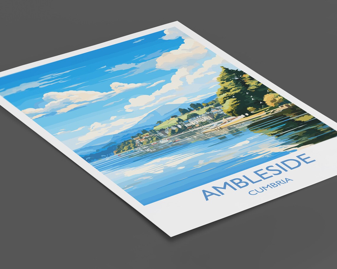 Ambleside Travel Poster, Lake District Art Print - Image 2