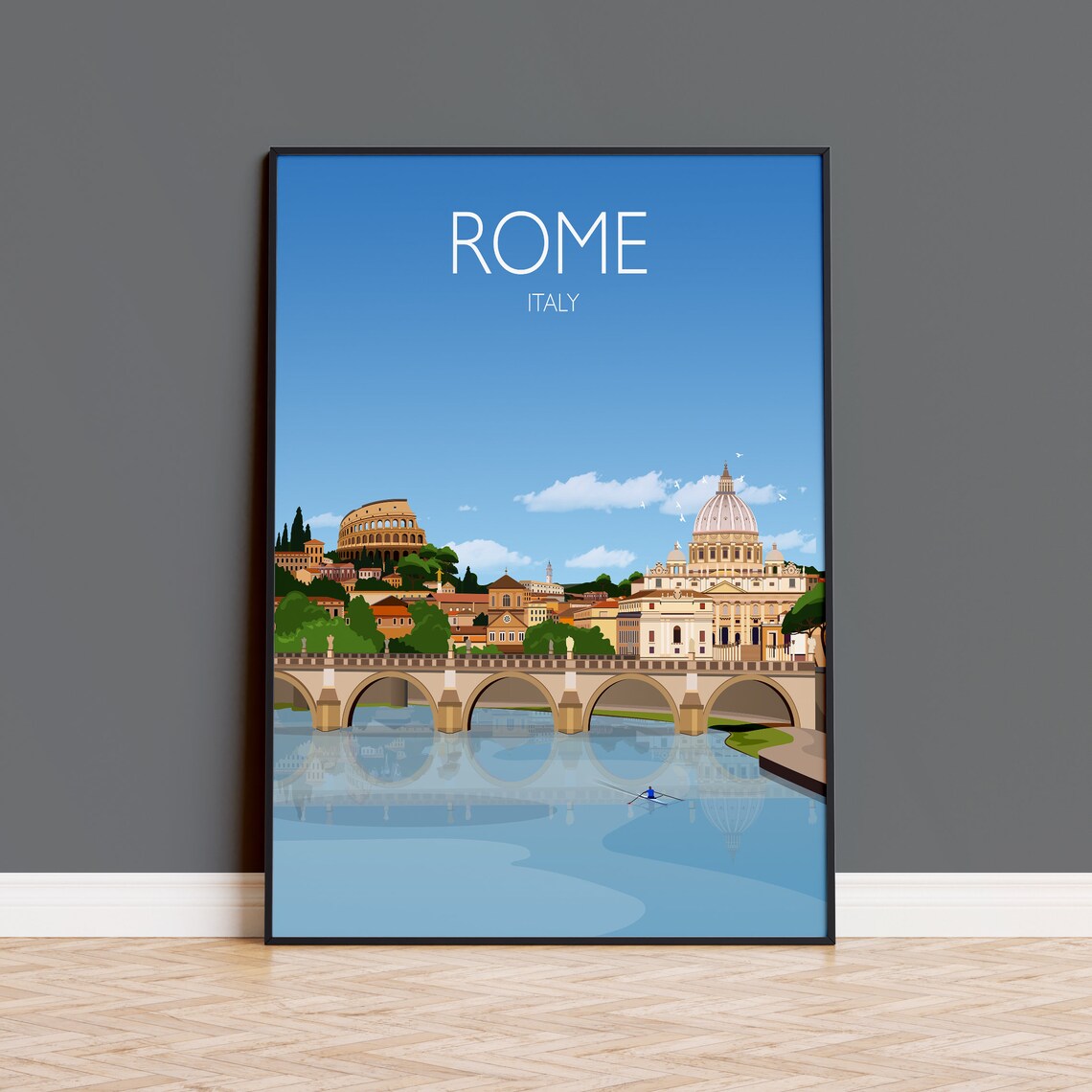 Rome Travel Poster, Italy Cityscape Wall Art
