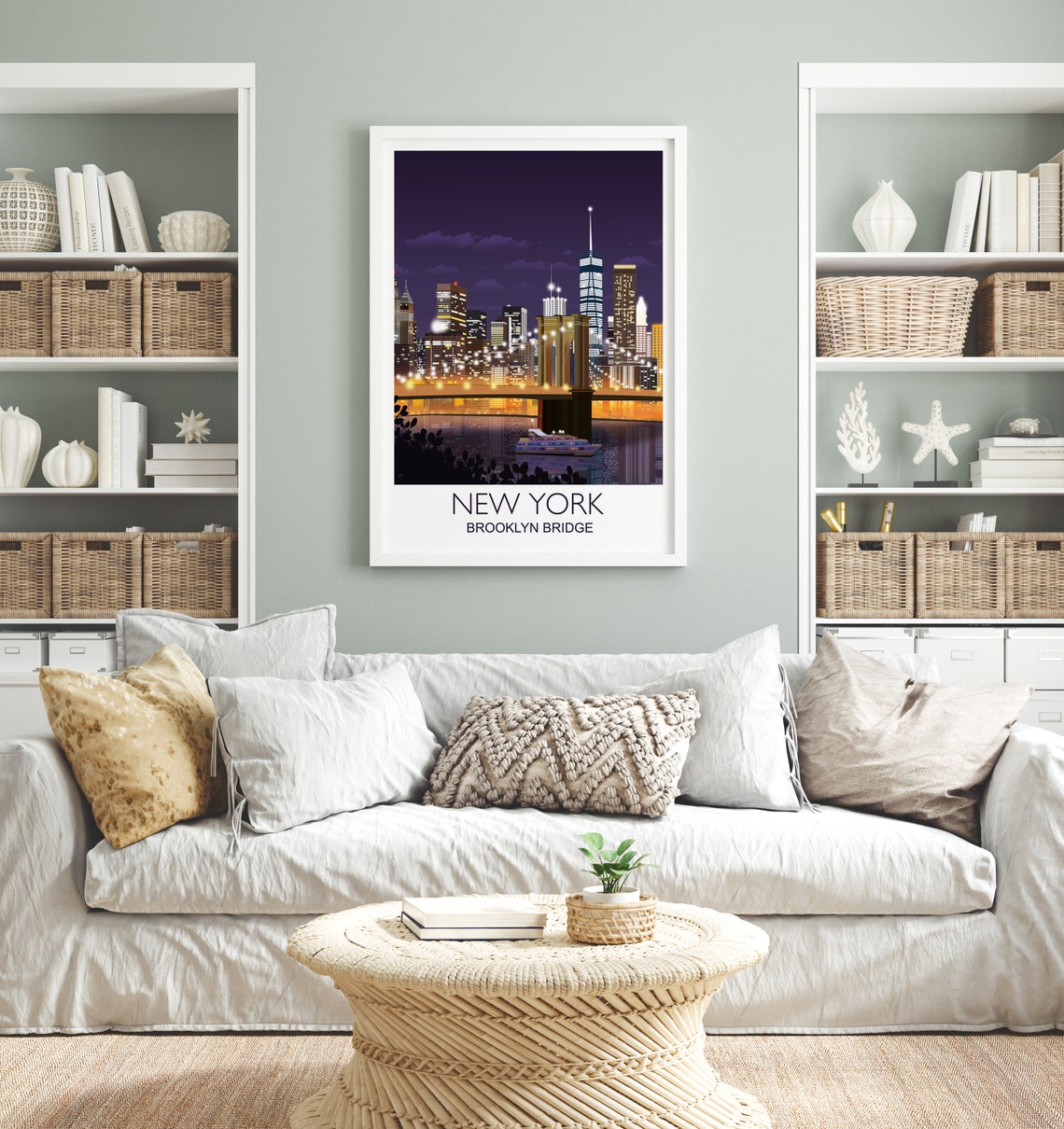New York Travel Poster, Brooklyn Bridge - Image 2