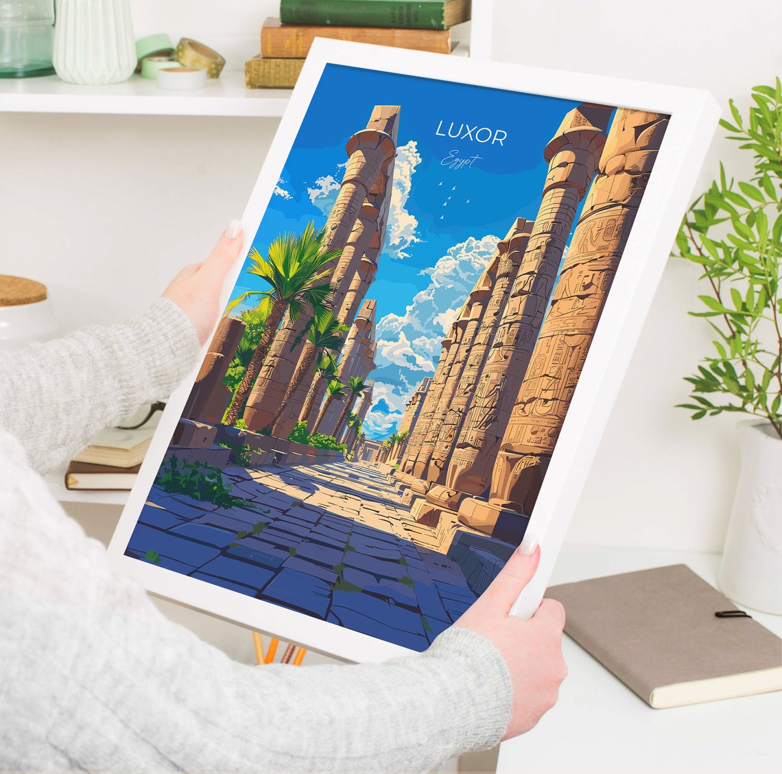 Luxor Egypt Karnak Temple Ancient Carved Columns Travel Poster - Image 3