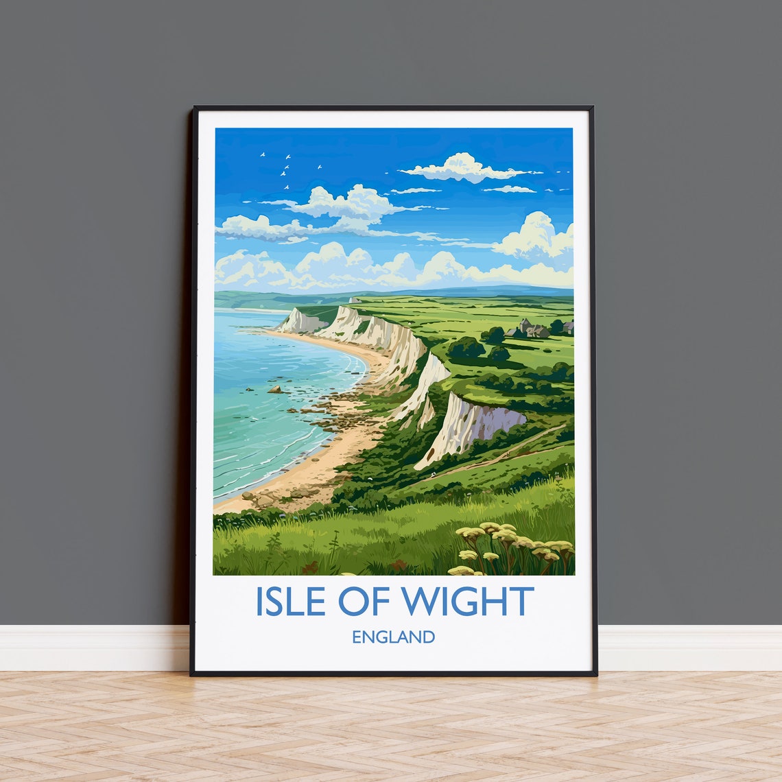 Isle Of Wight England White Cliffs Beach Coastline Art Poster