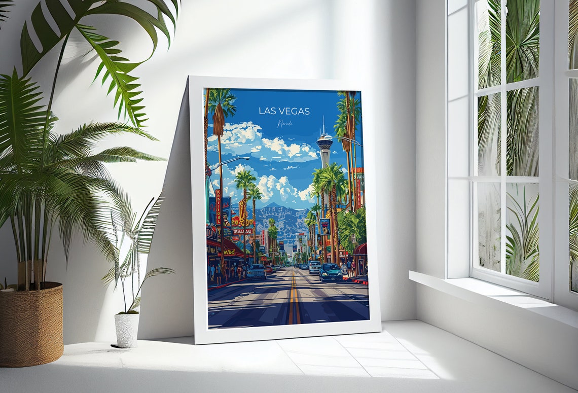 Las Vegas Travel Poster Travel Print Of Las Vegas Nevada Las Vegas Art Lovers Gift Usa Gift Wall Art Print - Image 2