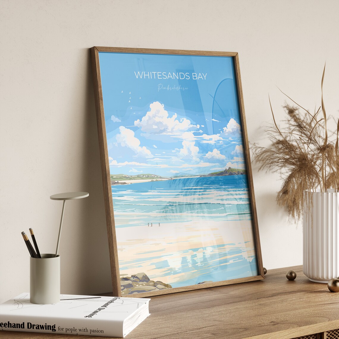 Whitesands Bay Travel Poster, Pembrokeshire Art Print - Image 2