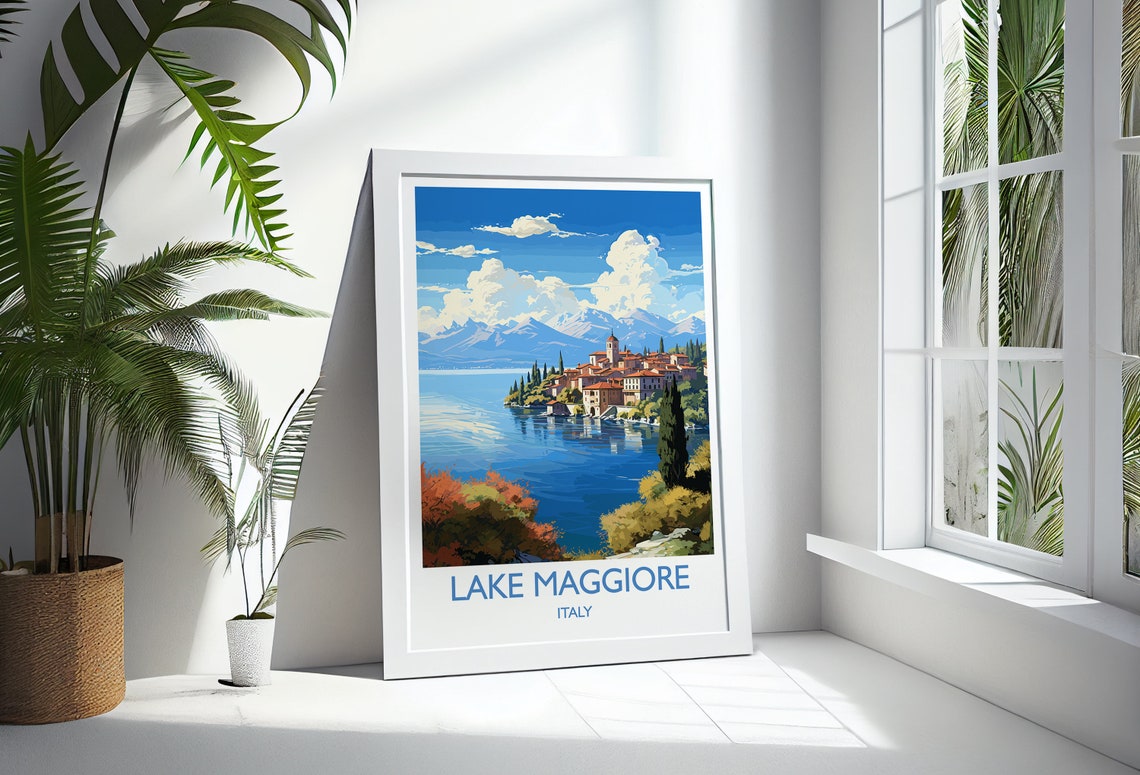 Lake Maggiore Travel Poster Wall Art Travel Print Of Lake Maggiore Lake Maggiore Art Lovers Gift Italy Italian Lakes Art Gift - Image 3