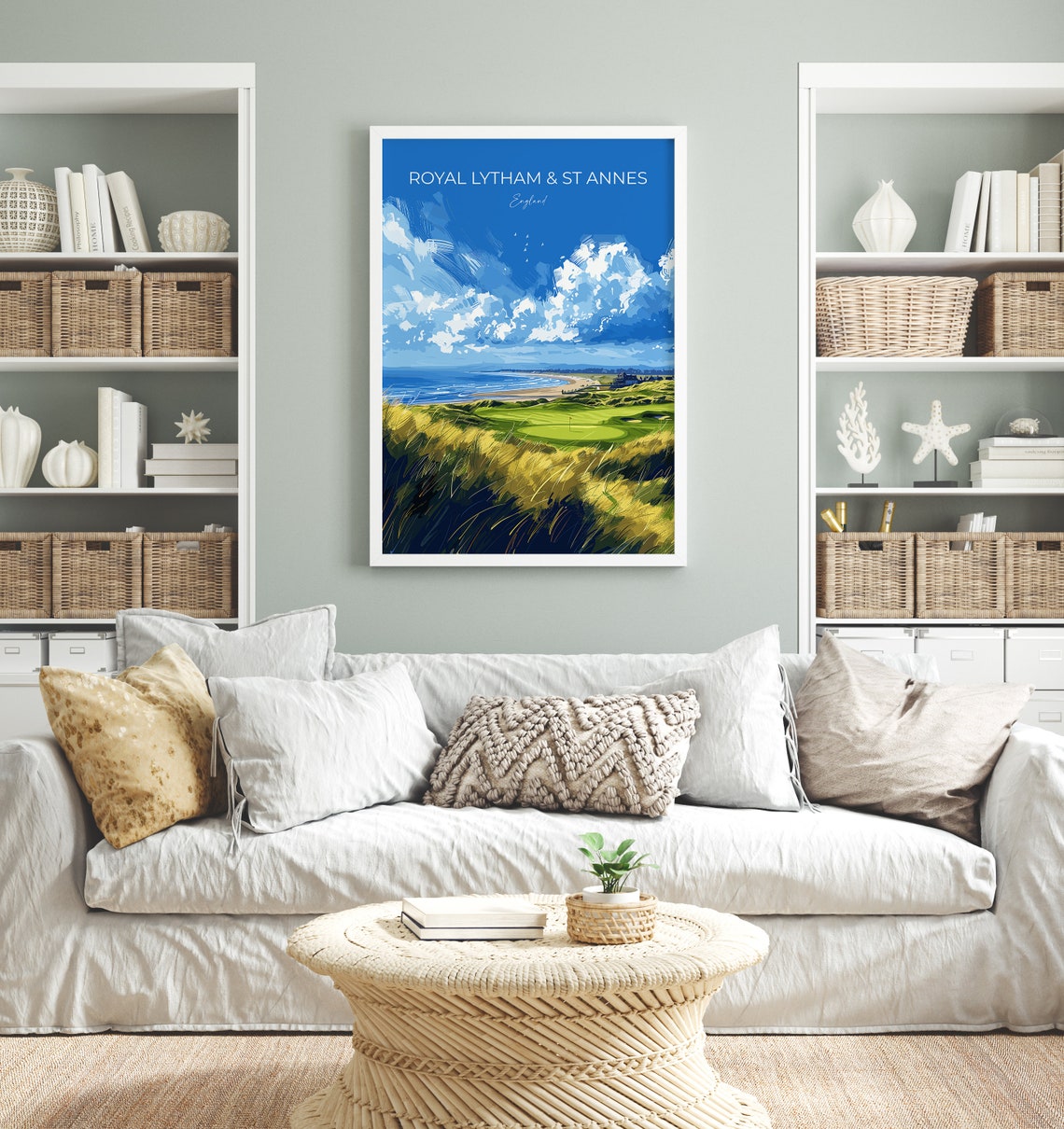 Royal Lytham & St Annes England Coastline Links Script Poster - Image 4