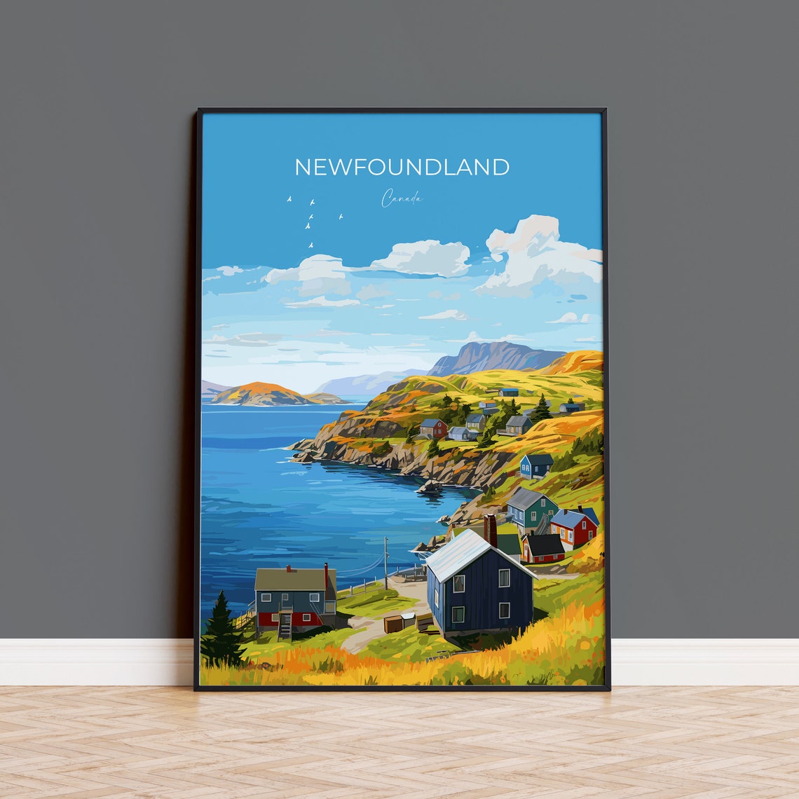 Newfoundland Coastal Fishing Village Canada Atlantic Harbour Poster