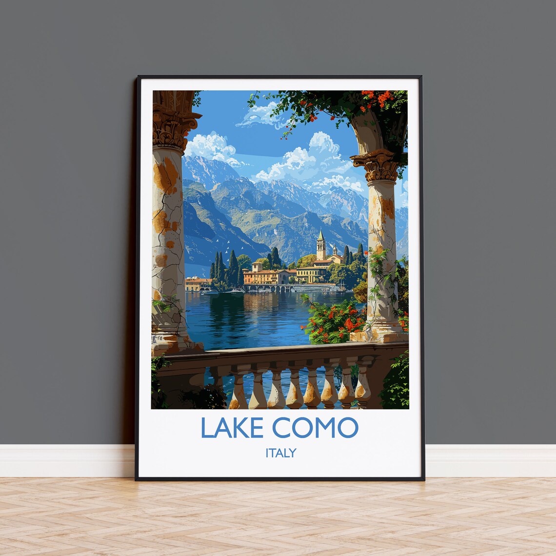 Lake Como Travel Poster, Italy Italian Lakes Art Print