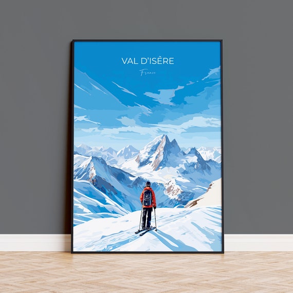 Val Disere Wall Art Travel Poster Travel Print Of Val Disere Ski Poster Val Disere Art Gift French Ski Art Lovers Travel Gift
