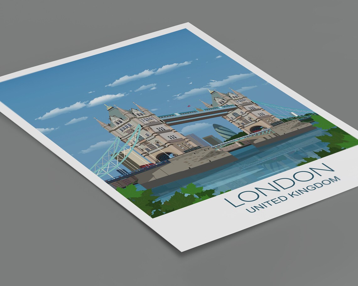 Tower Bridge London Travel Poster, City Skyline Print - Image 2