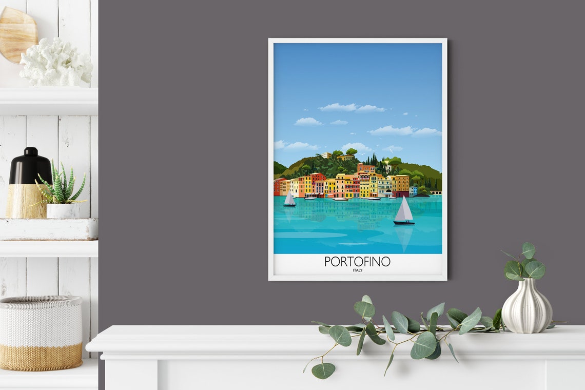 Travel Poster Of Portofino Travel Print Of Portofino Italy Italy Travel Poster - Image 2