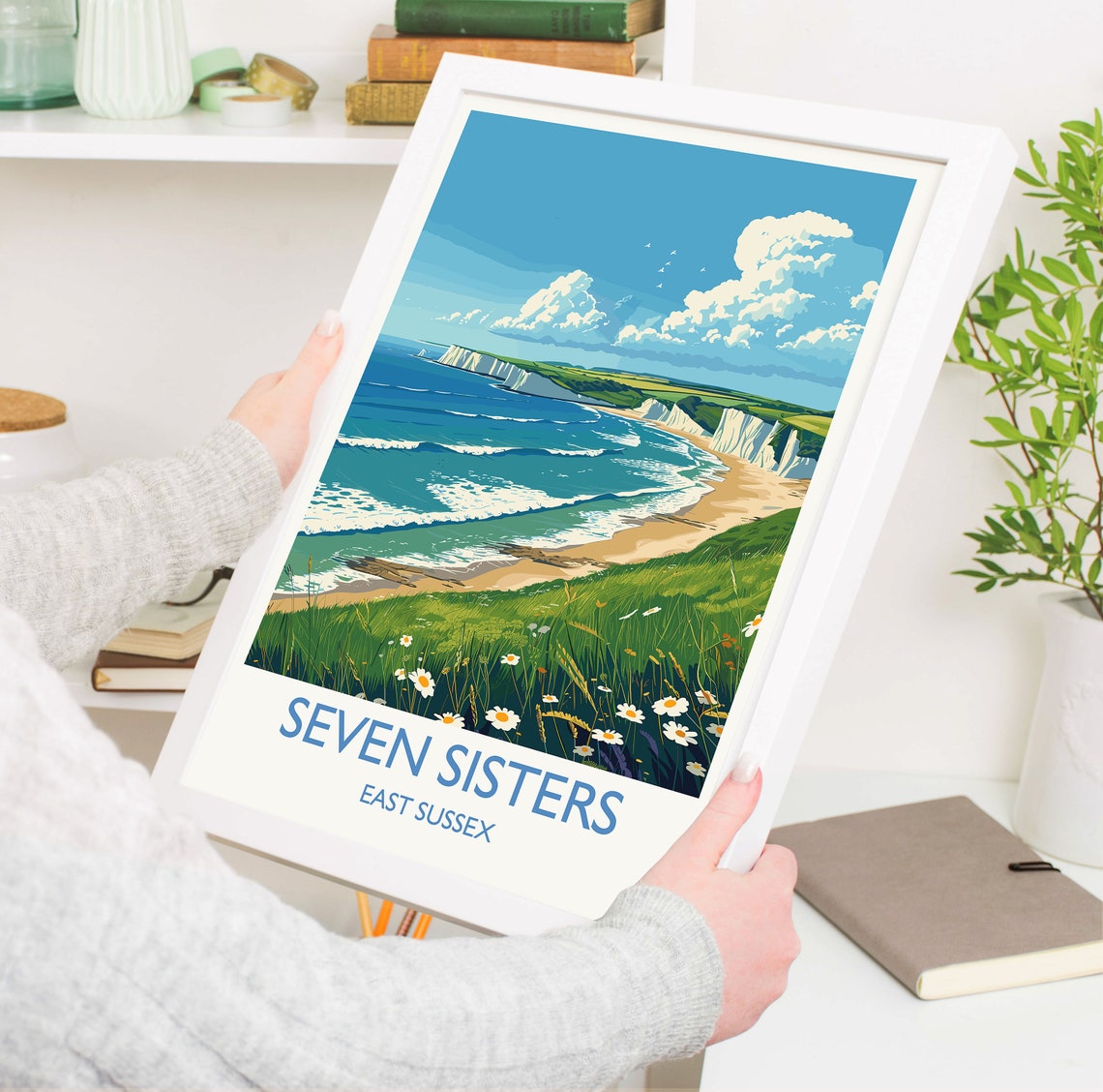 Seven Sisters Travel Print Wall Art Seven Sisters Travel Poster East Sussex English Coastal Art Seven Sisters Gift Art Lovers Gift - Image 5