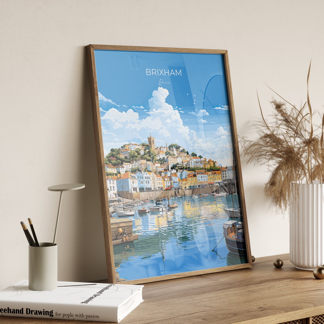 Brixham Devon Harbor Boats Colorful Fishing Town Travel Poster - Image 2
