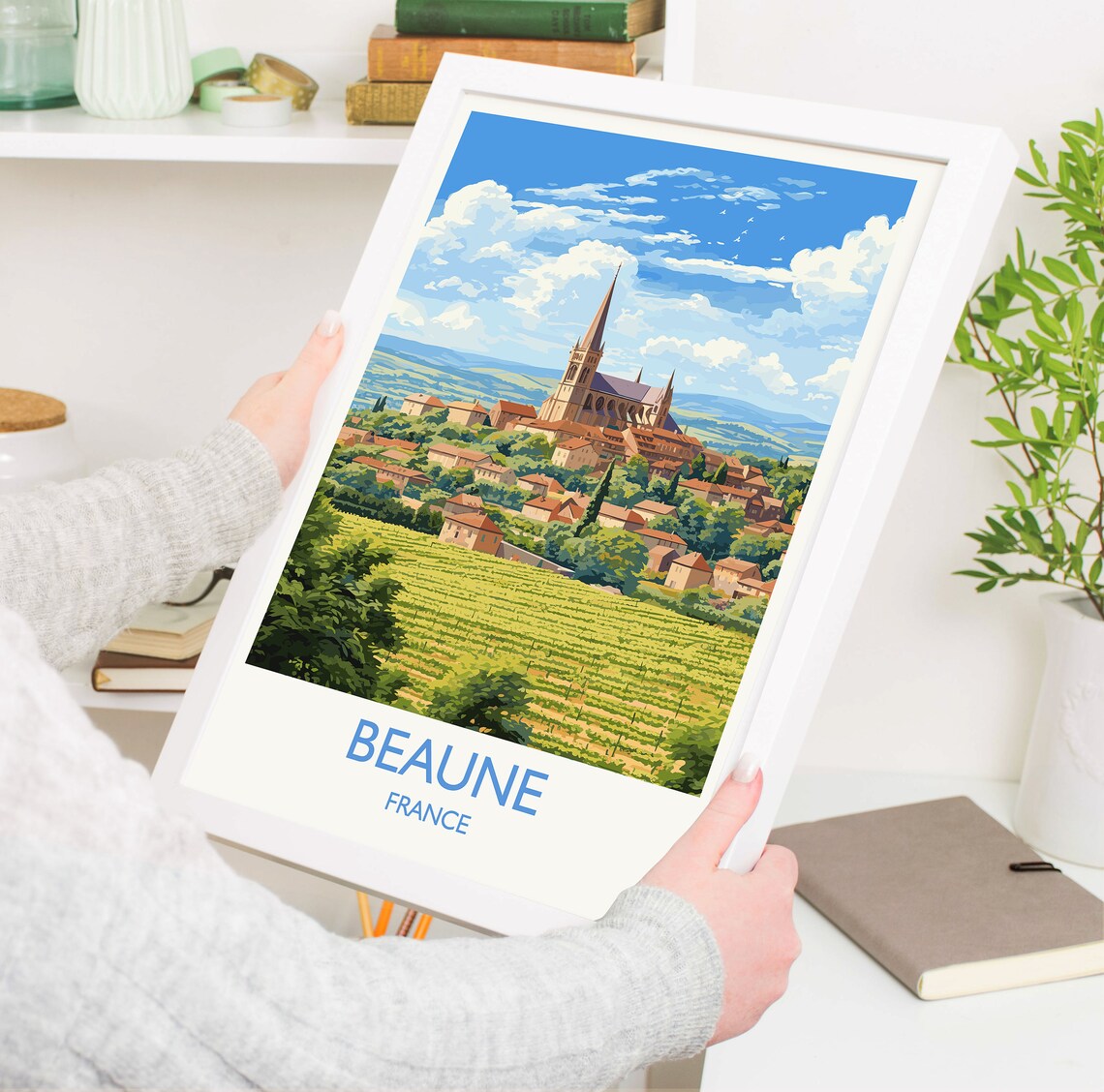 Beaune France Vineyard Village Church Spire Burgundy Wine Poster - Image 5