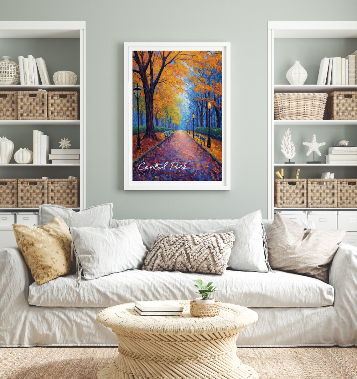 Central Park New York Autumn Path Impressionist Oil Painting Poster - Image 2