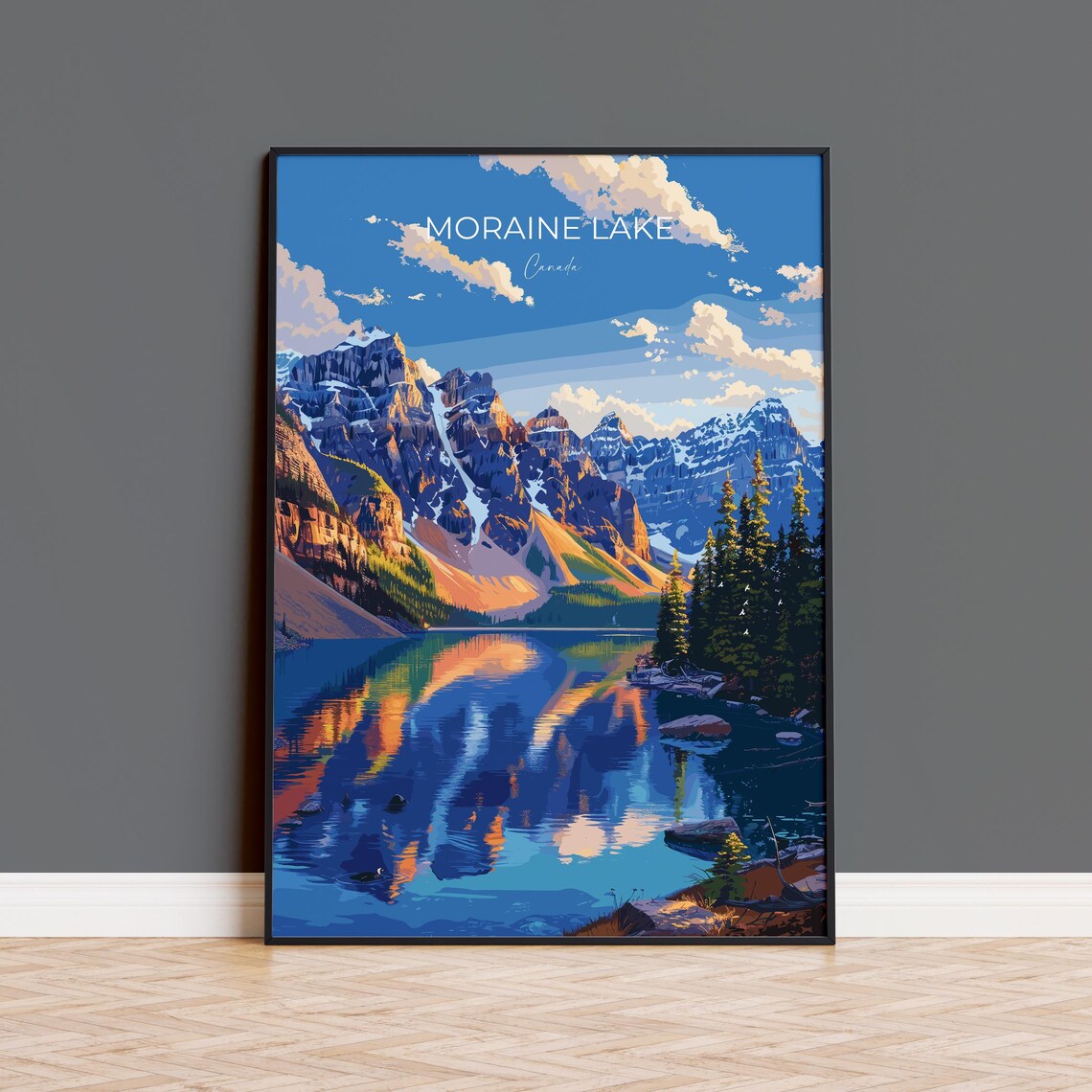 Moraine Lake Travel Poster, Alberta Canada Art Print