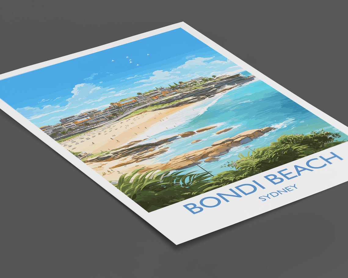 Bondi Beach Sydney Australia Surf Coast Sand Scene Art Poster - Image 2