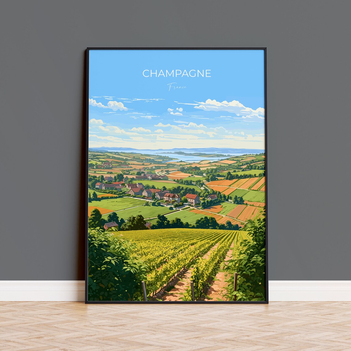 Champagne Travel Poster, Wine Region France Art Print