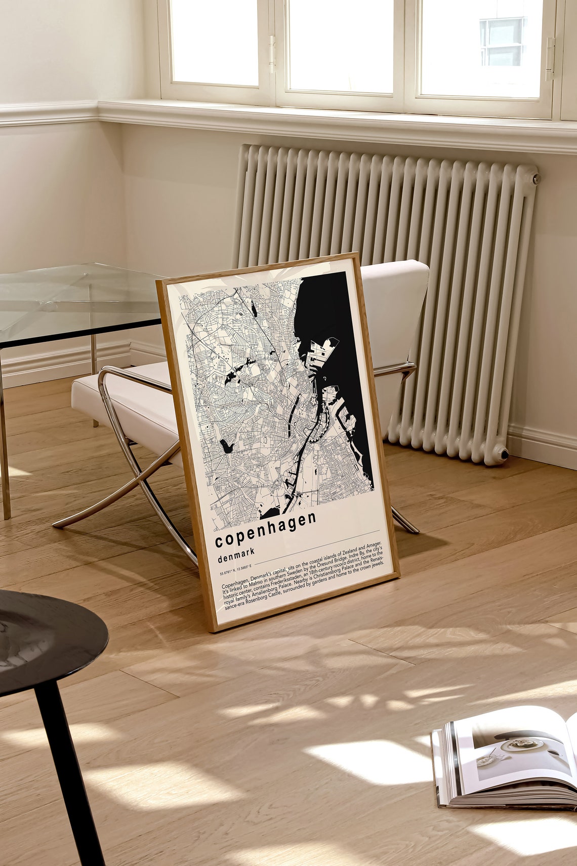 Copenhagen Denmark Black and Cream Minimalist Map Travel Poster - Image 2