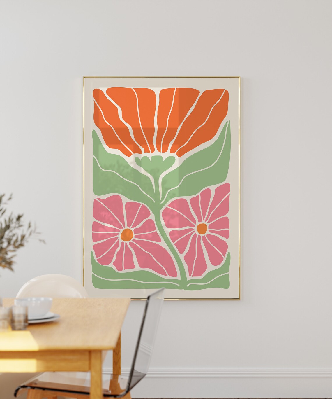 Abstract Flower Poster, Retro Boho Botanical Print - Image 3
