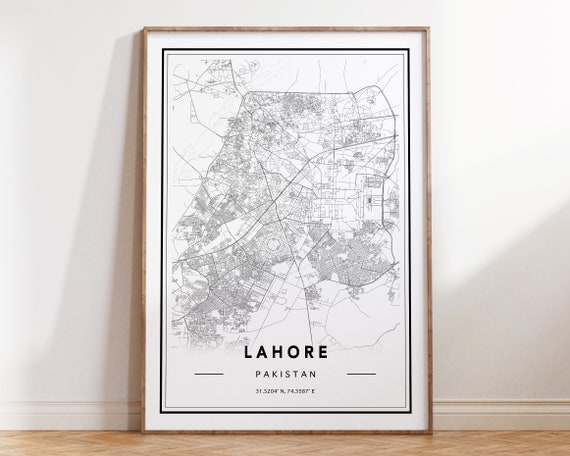 Lahore Pakistan Map Poster, City Street Map Print