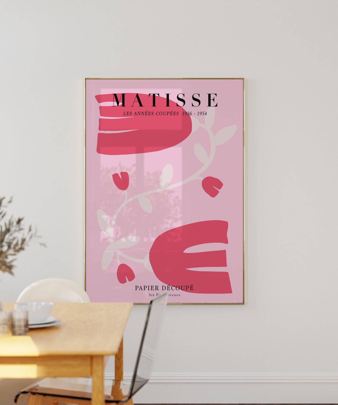 Matisse Papier Decoupe Pink Red Cut Out Flower Vine Botanical Poster - Image 2