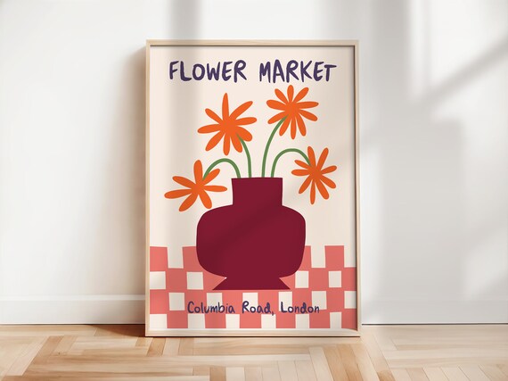 London Flower Market Poster Hand Drawn Flowers Print Cut Out Flowers Art Print Matisse Style Flowers Print Boho Flower Print Bo142