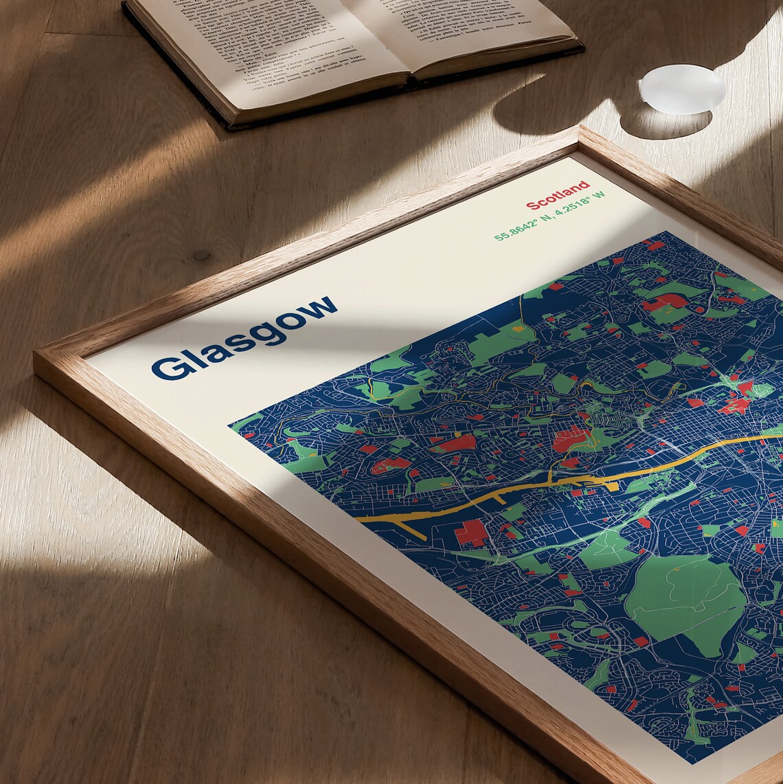 Glasgow City Map Travel Poster, Custom Map Print - Image 2