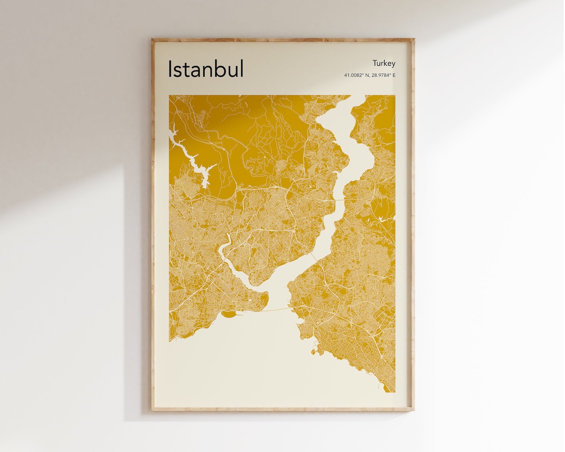 Istanbul Map Poster, Travel and City Map Art Print