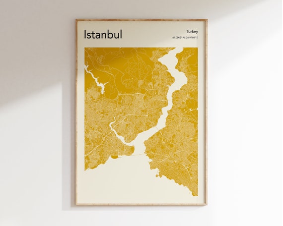 Istanbul Map Poster, Travel and City Map Art Print