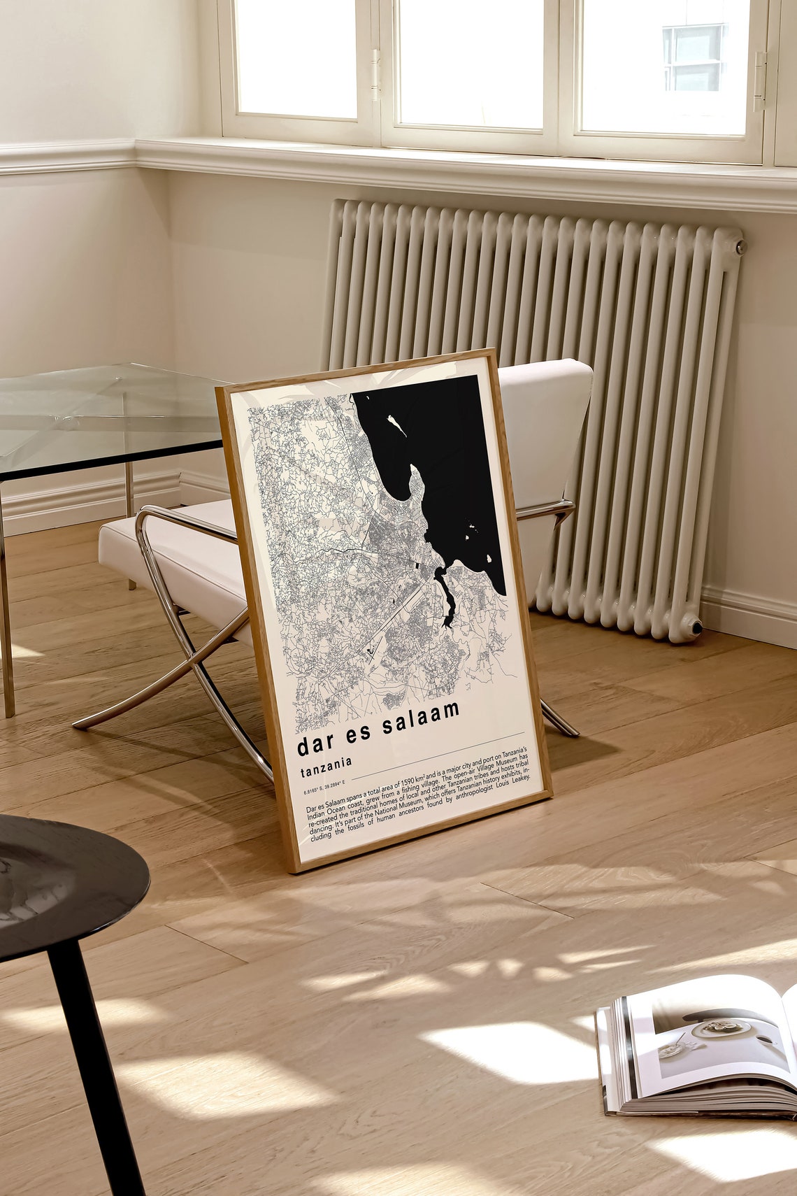 Dar Es Salaam Tanzania Minimalist Black Cream City Map Poster - Image 2