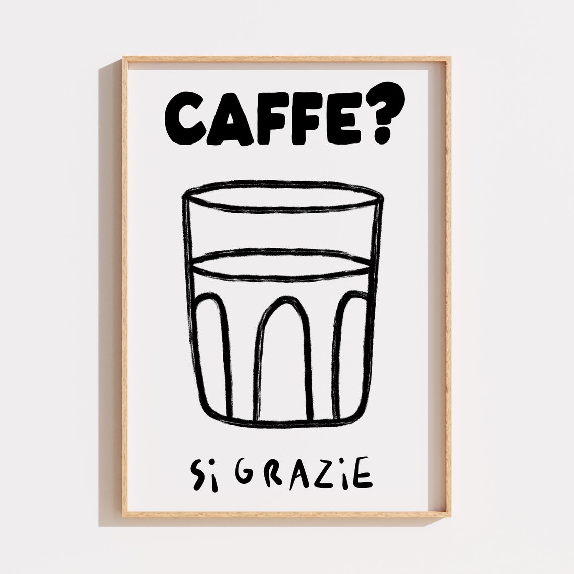 Caffe Si Grazie Pink and Red Retro Playful Coffee Humor Poster - Image 2