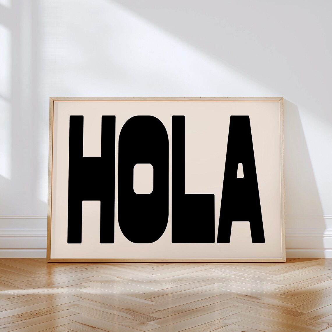 Hola Typography Poster, Mid-Century Modern Print