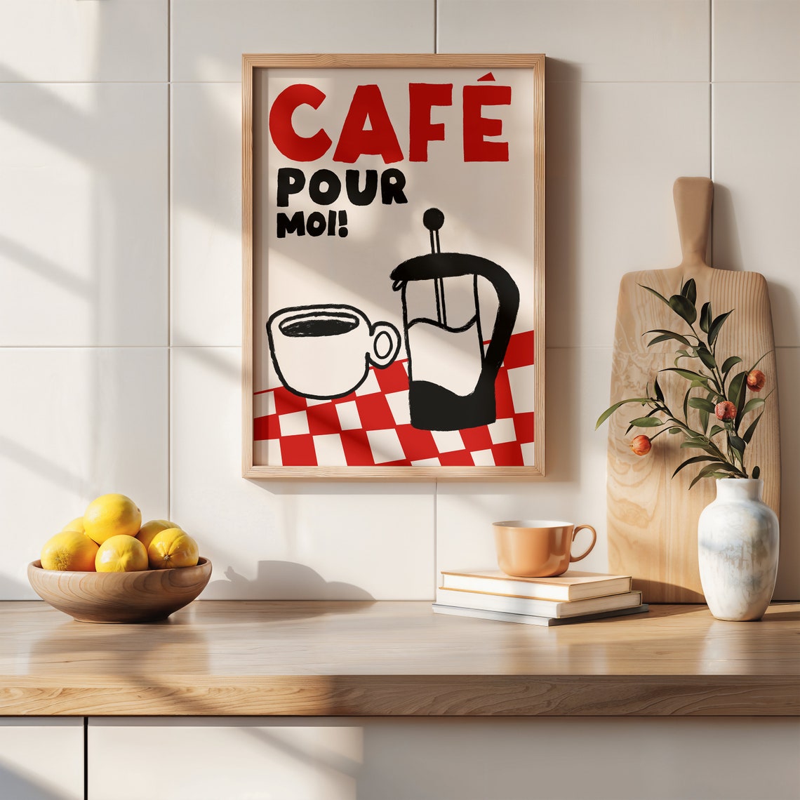 Cafe Pour Moi Hand Drawn French Coffee Kitchen Retro Art Poster - Image 2