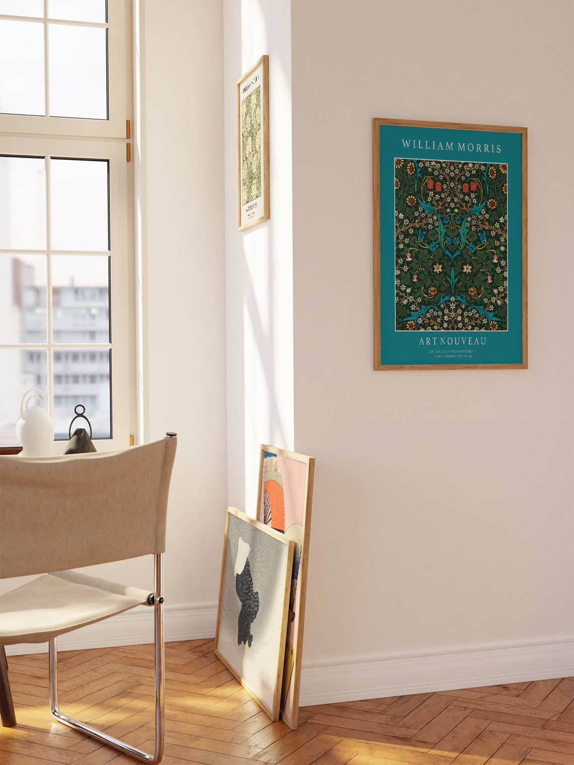 William Morris Teal Border Dark Botanical Arts And Crafts Poster - Image 2