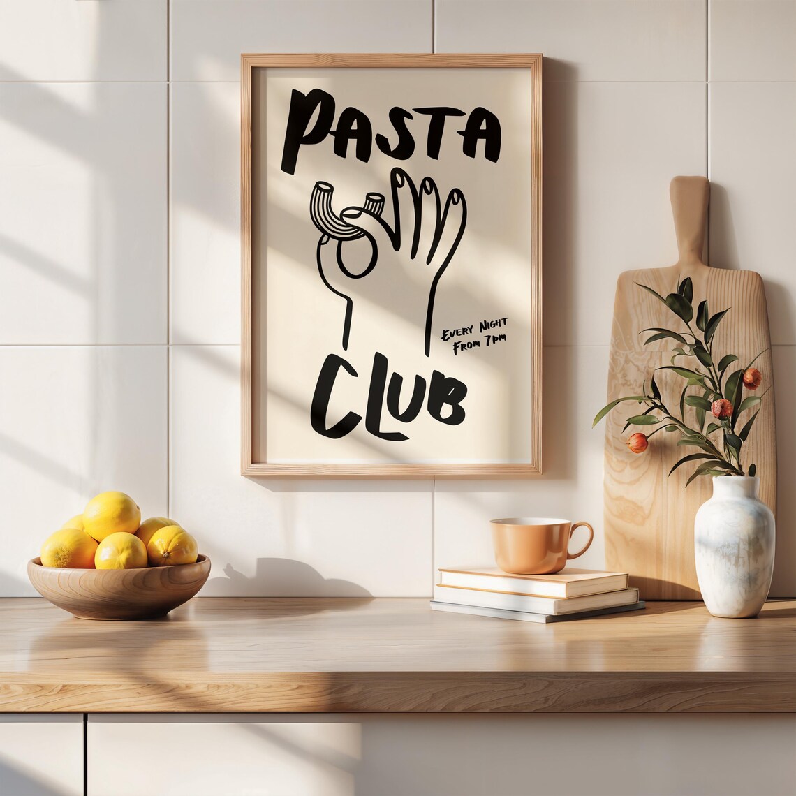 Retro Pasta Club Poster, Mid-Century Kitchen Art Print - Image 2