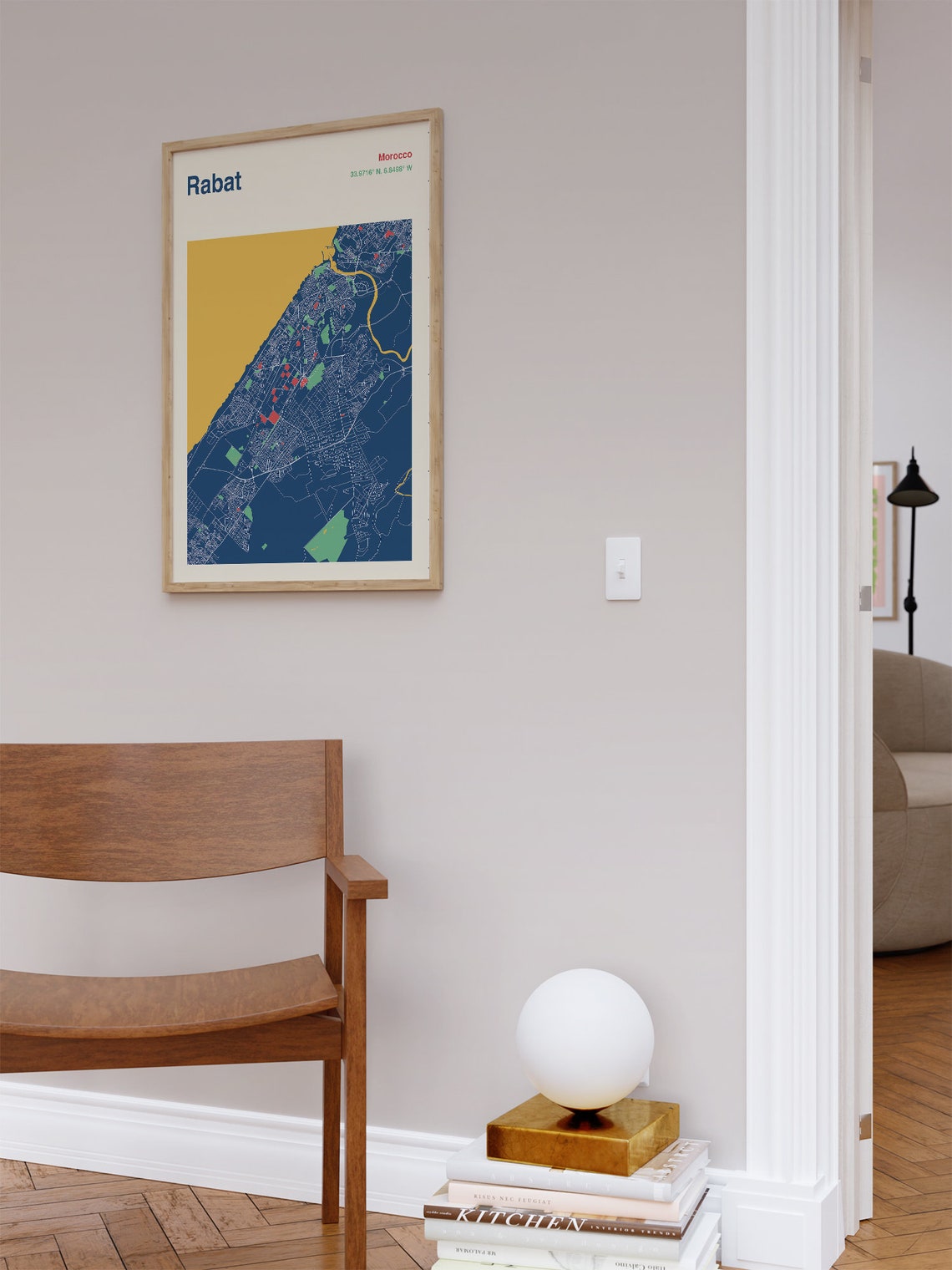 Rabat Morocco Navy Gold City Map Modern Minimal Travel Poster - Image 2