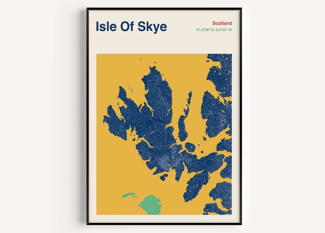 Isle Of Skye Map Poster, Travel Map Art Print