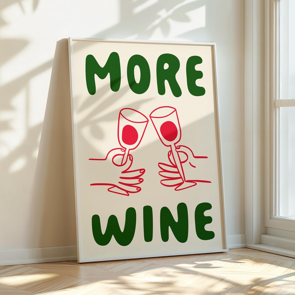 Retro More Wine Print, Mid-Century Kitchen Art Print