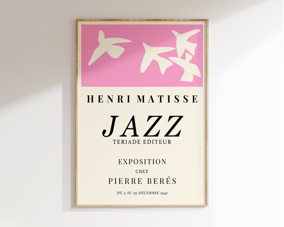 Henri Matisse Jazz 1947 Exhibition Pink Cut Out Birds Art Poster