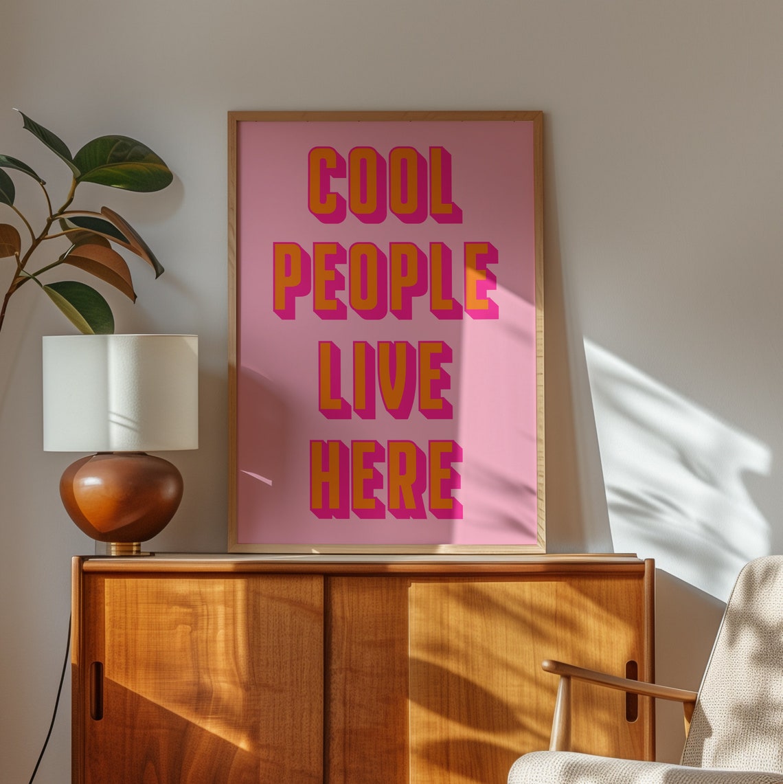 Cool People Live Here Pink Orange Bold Typography Quote Poster - Image 2