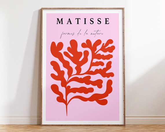Matisse Cut Out Leaf Poster Pink Red Matisse Print Matisse Decoupage Poster Minimal Matisse Exhibition Poster Mp049