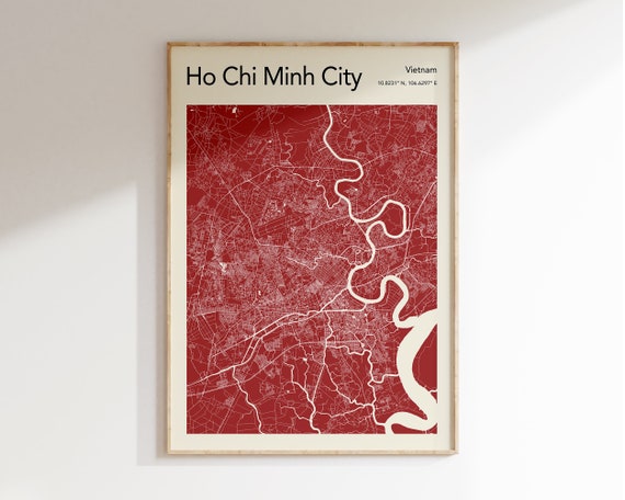 Ho Chi Minh City Map Poster, Travel Art Print